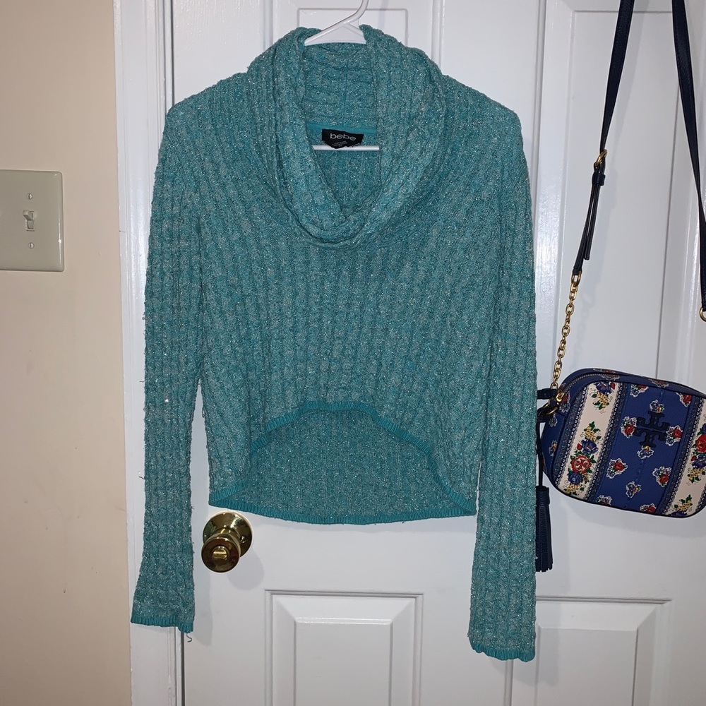 Bebe Sparkly Half Sweater